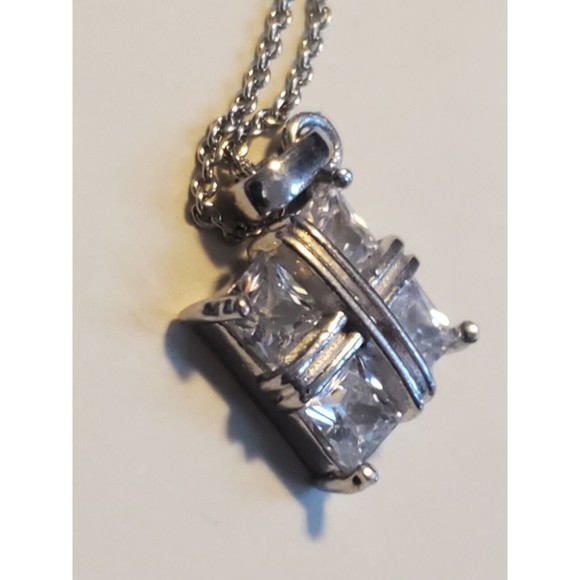 Cubic Zirconia Square Pendant and Necklace The Eberle Radiance Collection - Picture 9 of 10